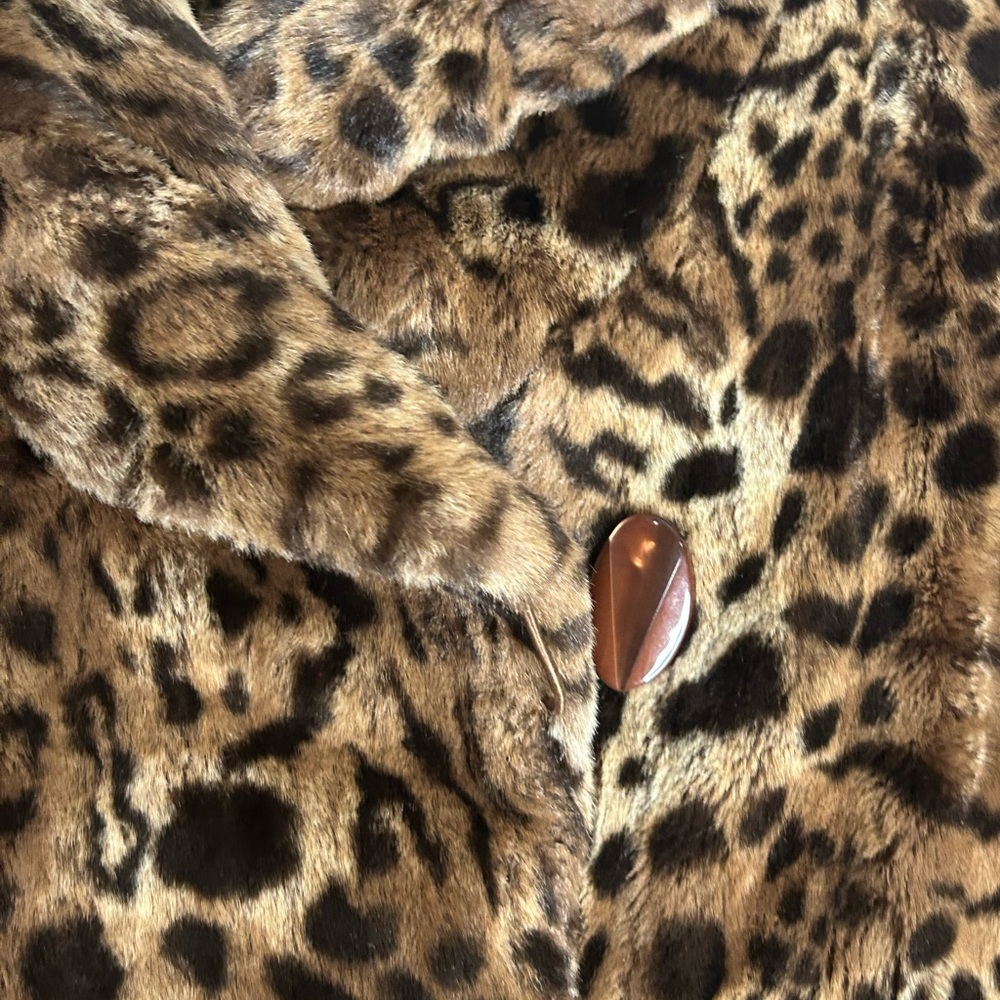 VTG Pamela McCoy Women's Faux Fur Leopard Print Trenc - Picture 5 of 13